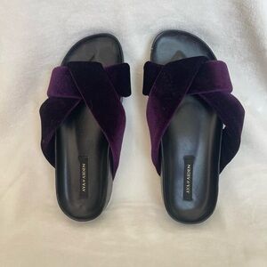 Ava & Aiden purple velvet slide sandals